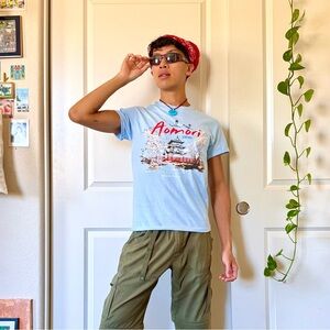 Aomori Japan Graphic Light Blue Tourist T-Shirt